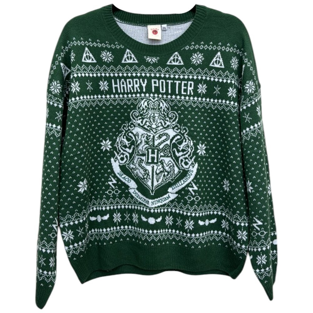 HARRY POTTER Women's Green Christmas Sweater Size XL DARI xmas NEW - Picture 6 of 6